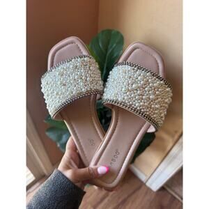 Bamboo Pearl Slides Sandals 7 Shoe Casual